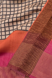 Hand Block Printed Tussar Silk Saree 10059323