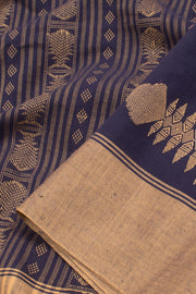 Navy Blue Bengal Cotton Saree 10059327