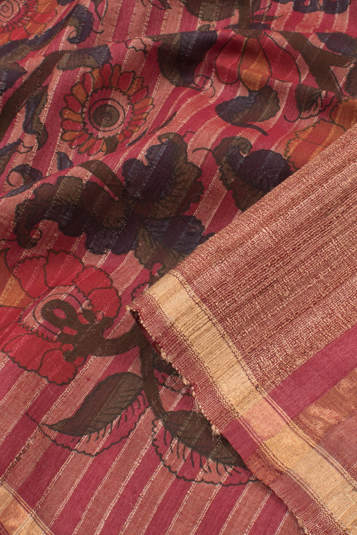 Magenta Printed Tussar Silk Saree 10059569