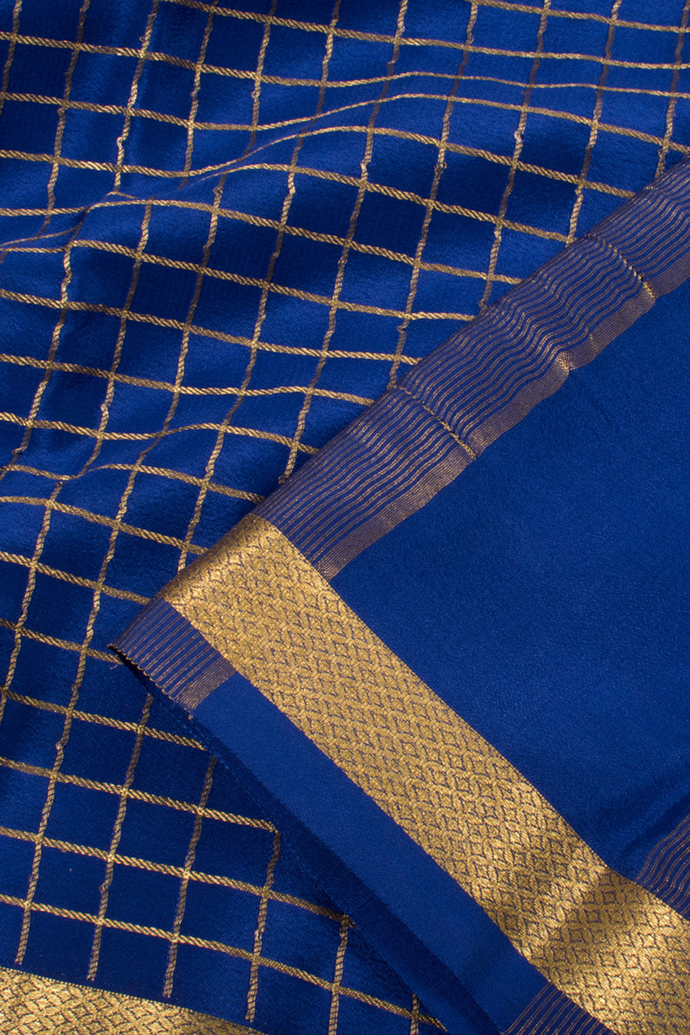 Deep Blue Mysore Crepe Silk Saree 10059438