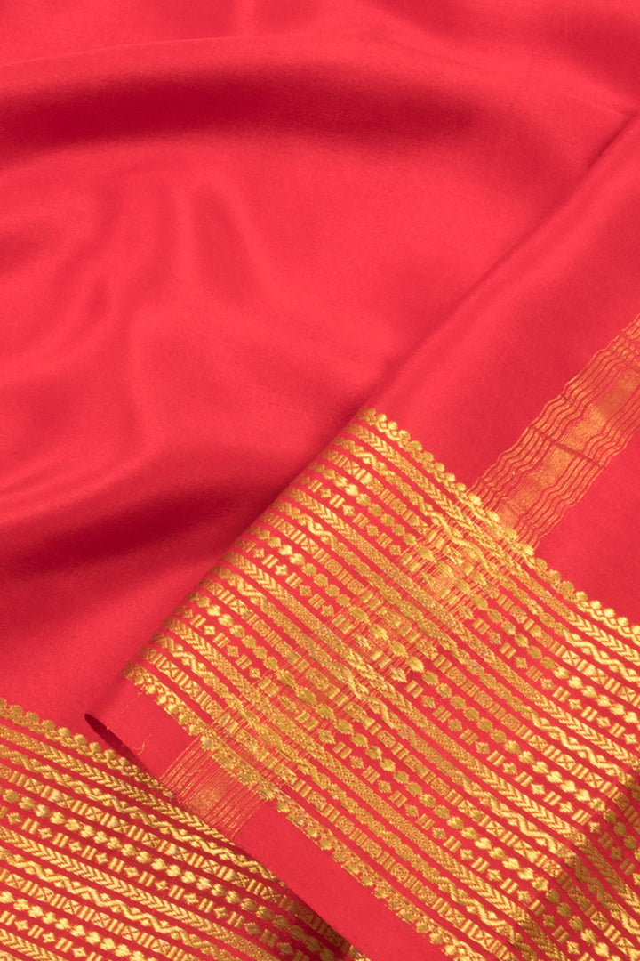Red Mysore Crepe Silk Saree 10060240