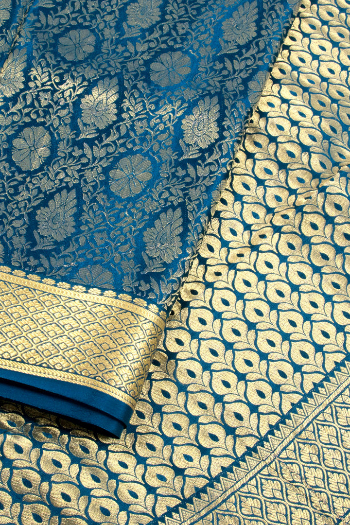 Teal Blue Mysore Crepe Silk Saree 10060490