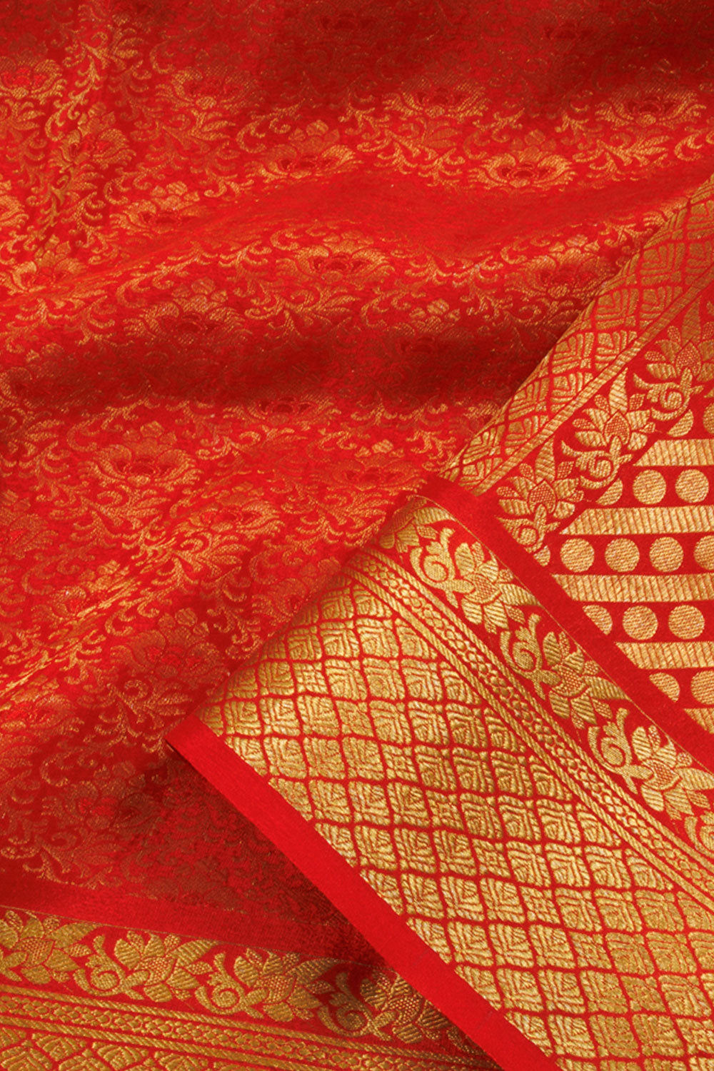 Red Mysore Crepe Silk Saree 10060491