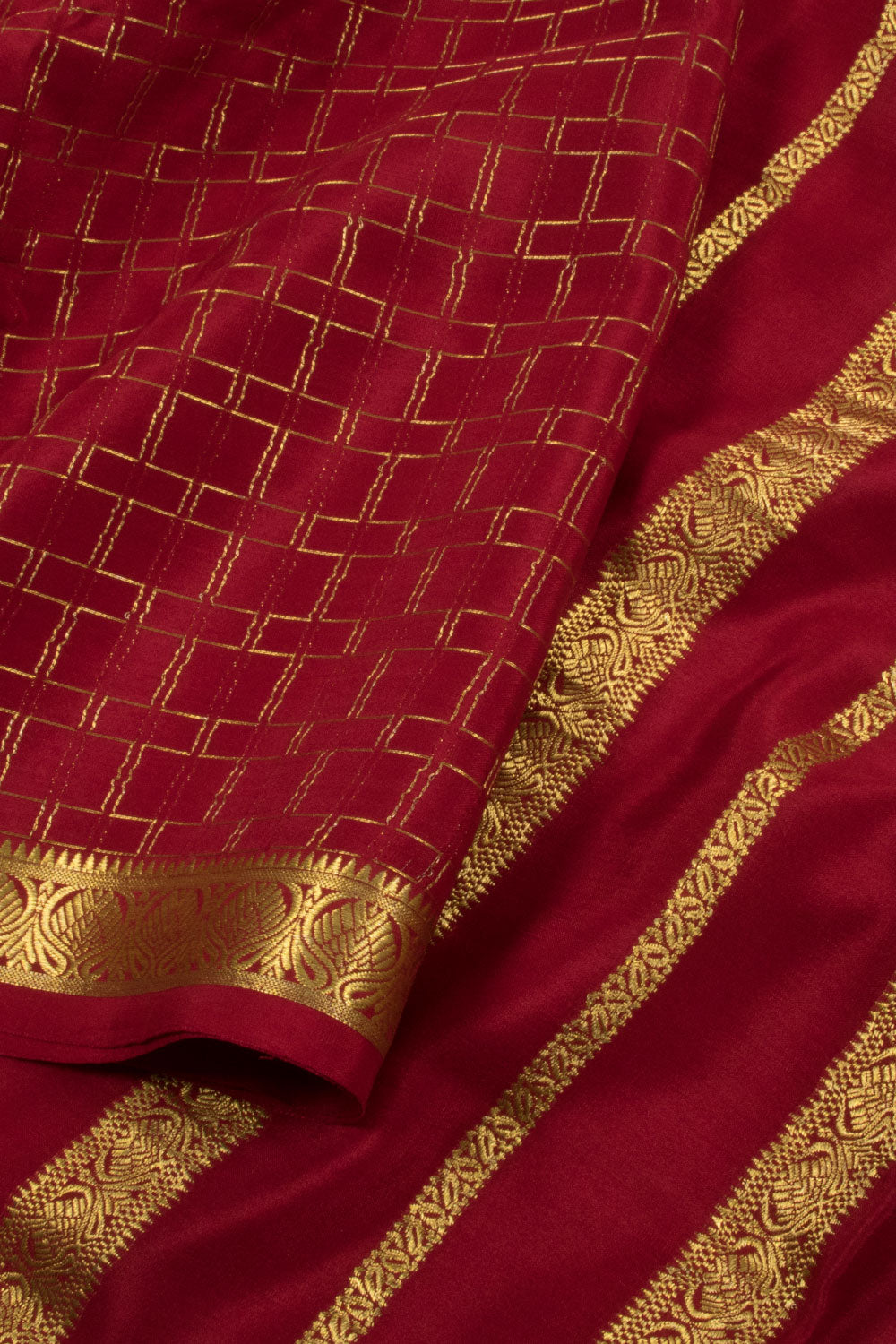 Burgundy Mysore Crepe Silk Saree 10060514