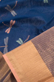 Ink Blue Handloom Chanderi Silk Cotton Saree 10059679