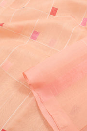Pastel Peach Handloom Chanderi Saree 10059681