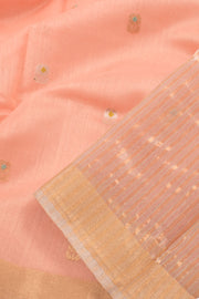 Pastel Peach Handloom Chanderi Silk Cotton Saree 10059684