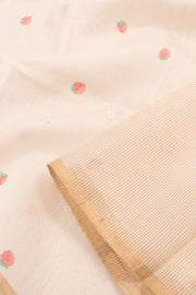 Pastel White Handloom Chanderi Silk Cotton Saree 10059691