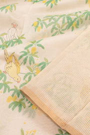Cream Handloom Chanderi Silk Cotton Saree 10059693