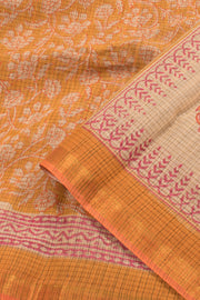 Hand Block Printed Khadi Cotton Saree 10059305