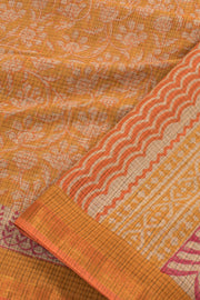 Hand Block Printed Khadi Cotton Saree 10059306
