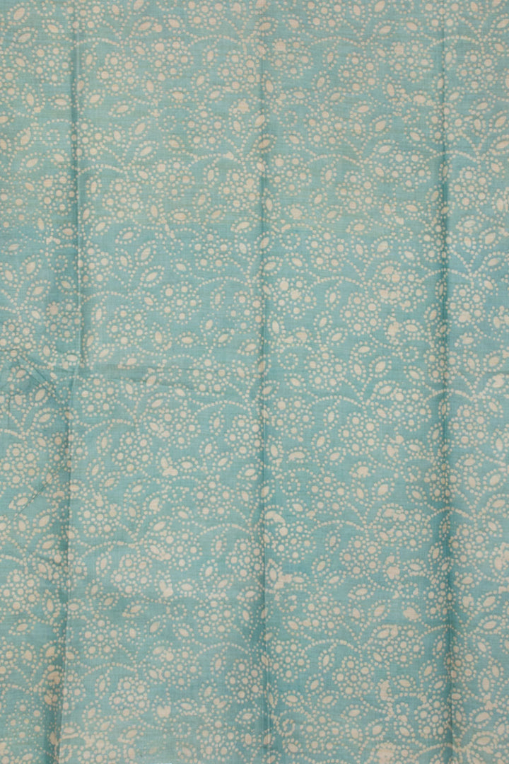 Powder Blue Batik Printed Linen Cotton Salwar Suit Material 10061928