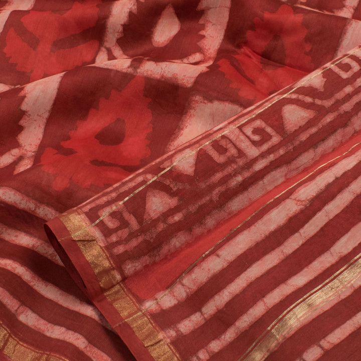 Dabu Printed Chanderi Silk Cotton Saree 10055988