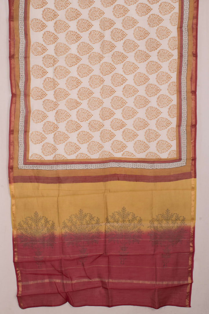 Hand Block Printed Chanderi Silk Cotton Dupatta 10058206