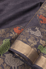 Grey Chhattisgarh Tussar Silk Saree 10056999