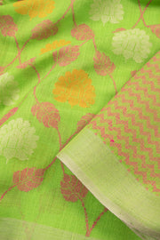 Lime Green Chhattisgarh Tussar Silk Saree 10059706