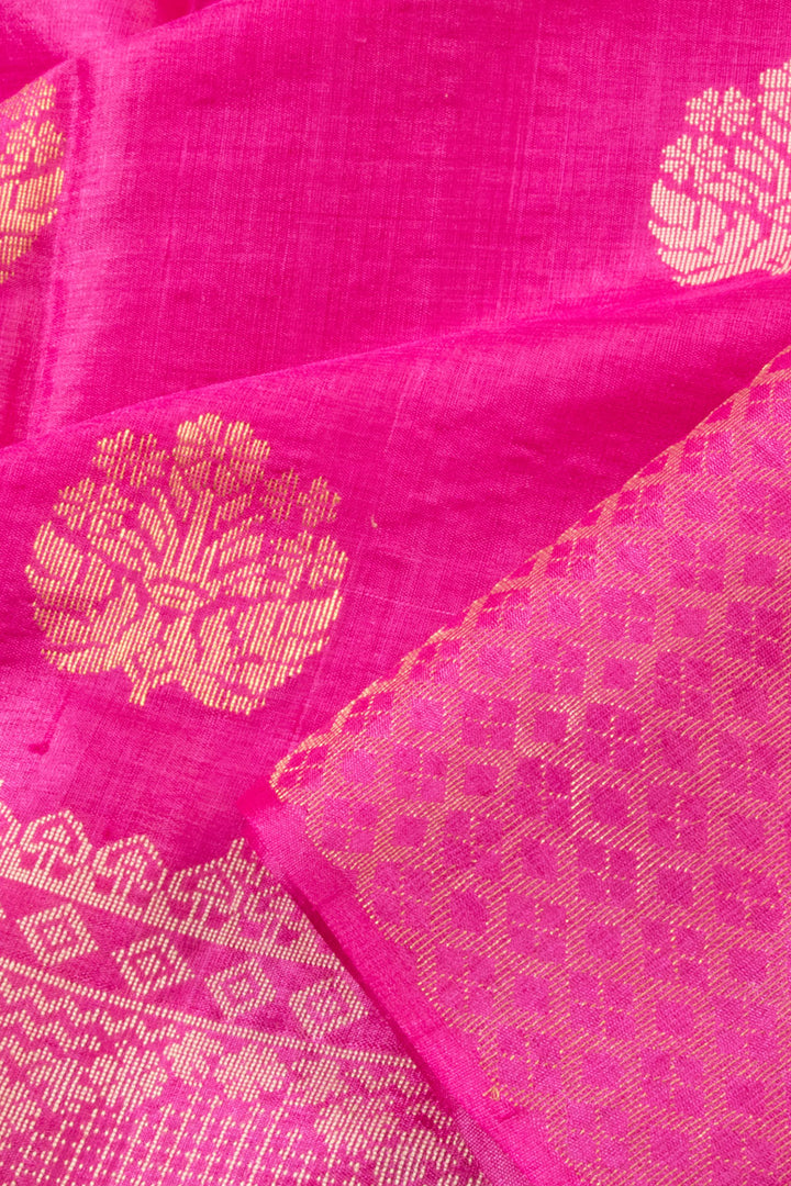 Hot Pink Chhattisgarh Tussar Silk Saree 10059711