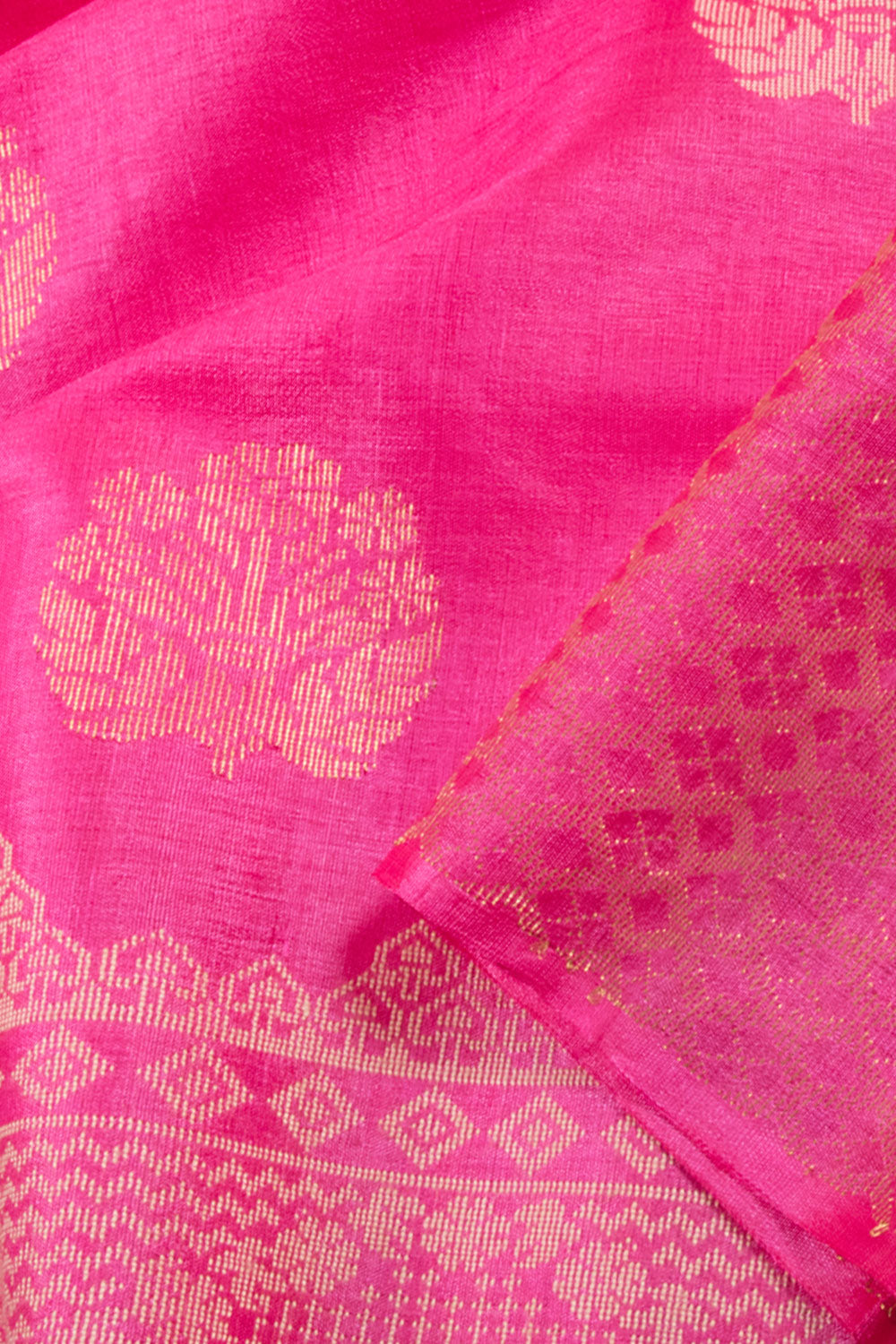 Rose Pink Chhattisgarh Tussar Silk Saree 10059712