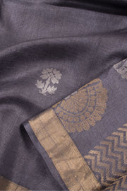 Grey Chhattisgarh Tussar Silk Saree 10059716
