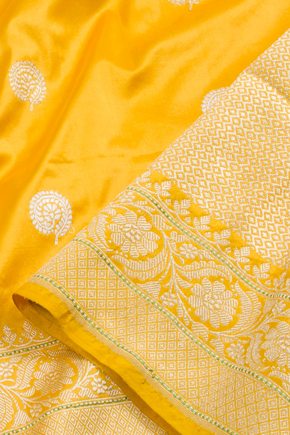 Mango Yellow Handloom Banarasi Kadhwa Katan Silk Saree 10061266