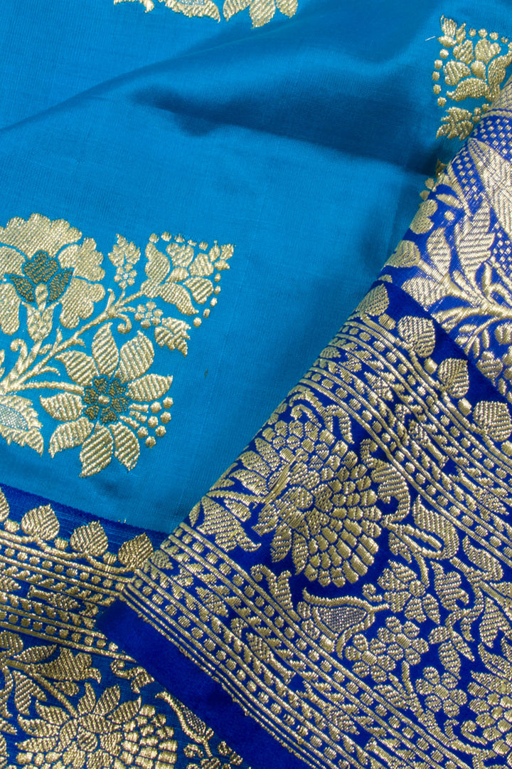Blue Handloom Banarasi Silk Saree 10061271