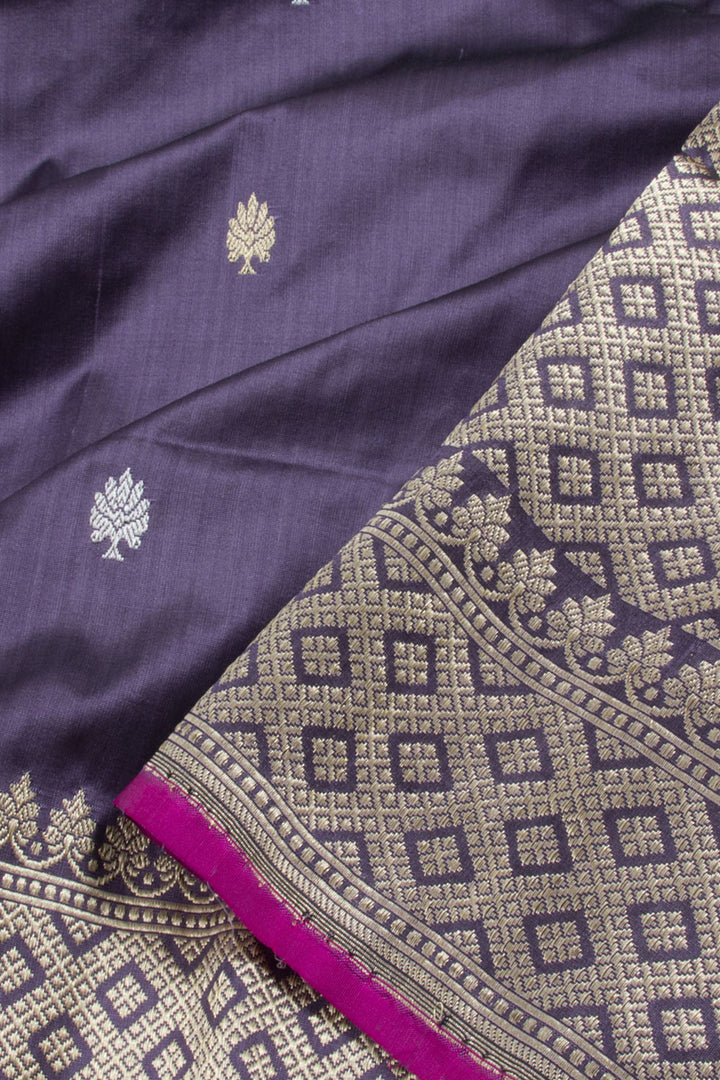 Purple Handloom Banarasi Kadhwa Katan Silk Saree 10061280
