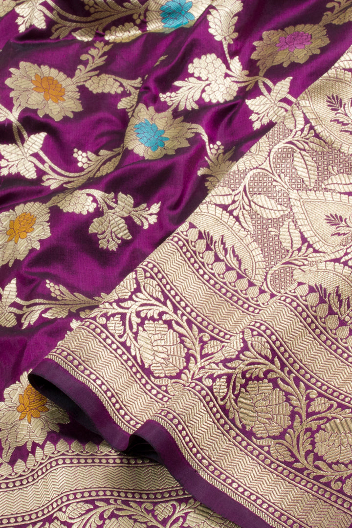 Purple Handloom Banarasi  Katan Silk Saree 10061293