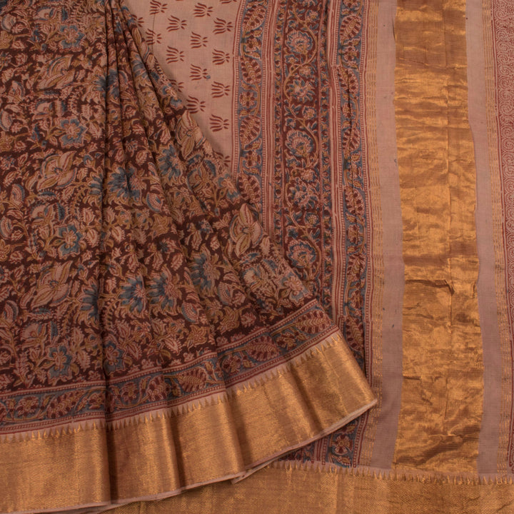 Ajrakh Printed Silk Cotton Saree 10055546