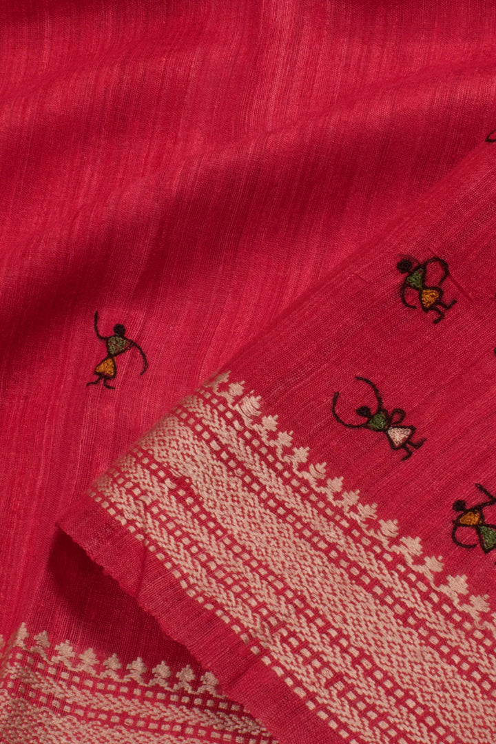 Embroidered Tussar Silk Saree 10058413