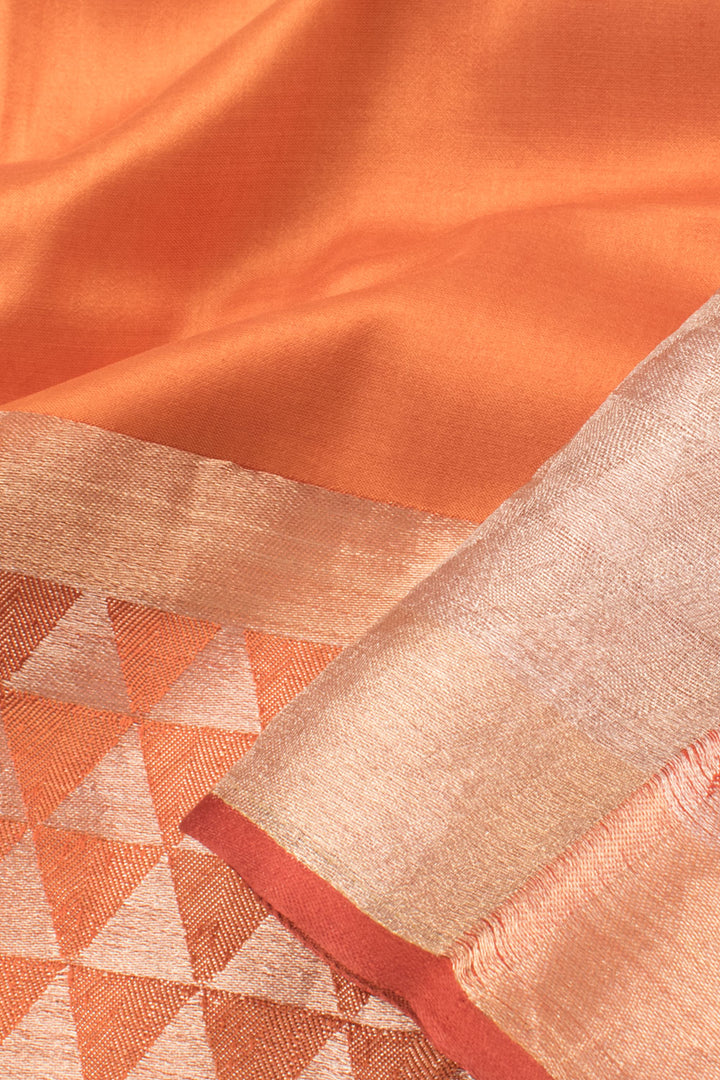 Sunset Orange Handloom Banarasi Silk Saree 10059725