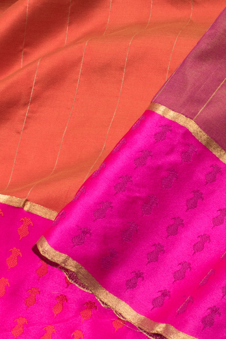 Brick Red Handloom Banarasi Silk Saree 10059730