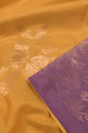 Butter Yellow Handloom Borderless Kanjivaram Soft Silk Saree 10059460