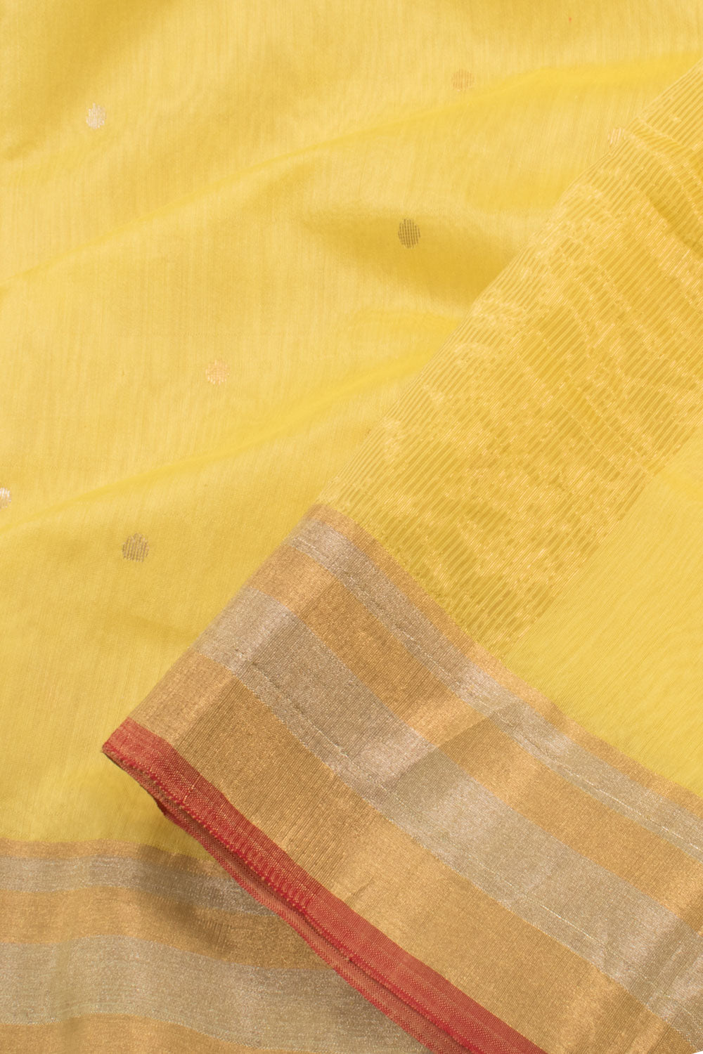 Lemon Yellow Handloom Chanderi Silk Cotton Saree 10059482