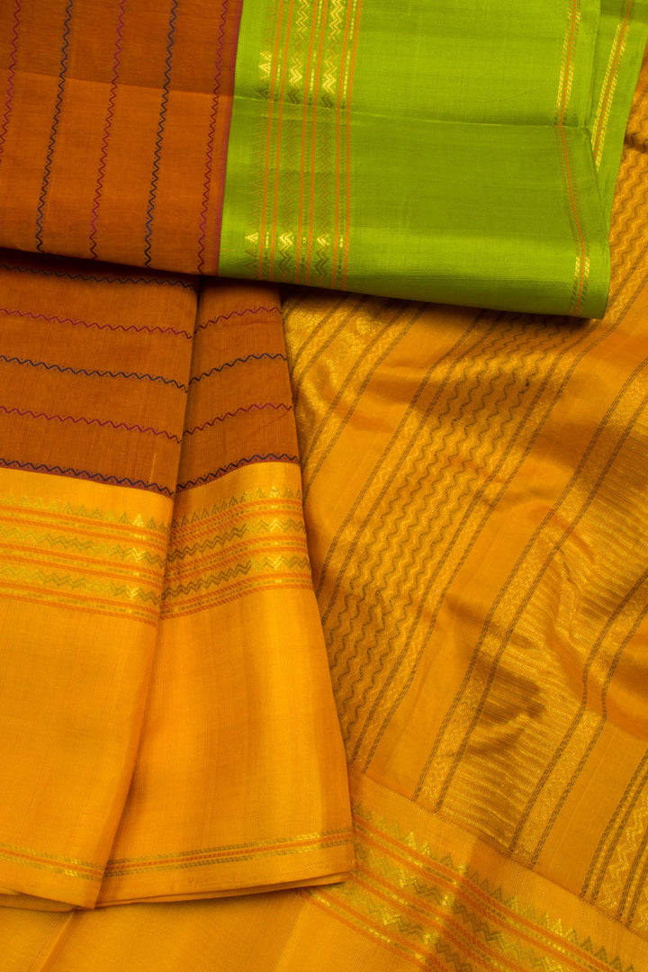 Brown Handloom Kanchi Silk Cotton Saree 10061790
