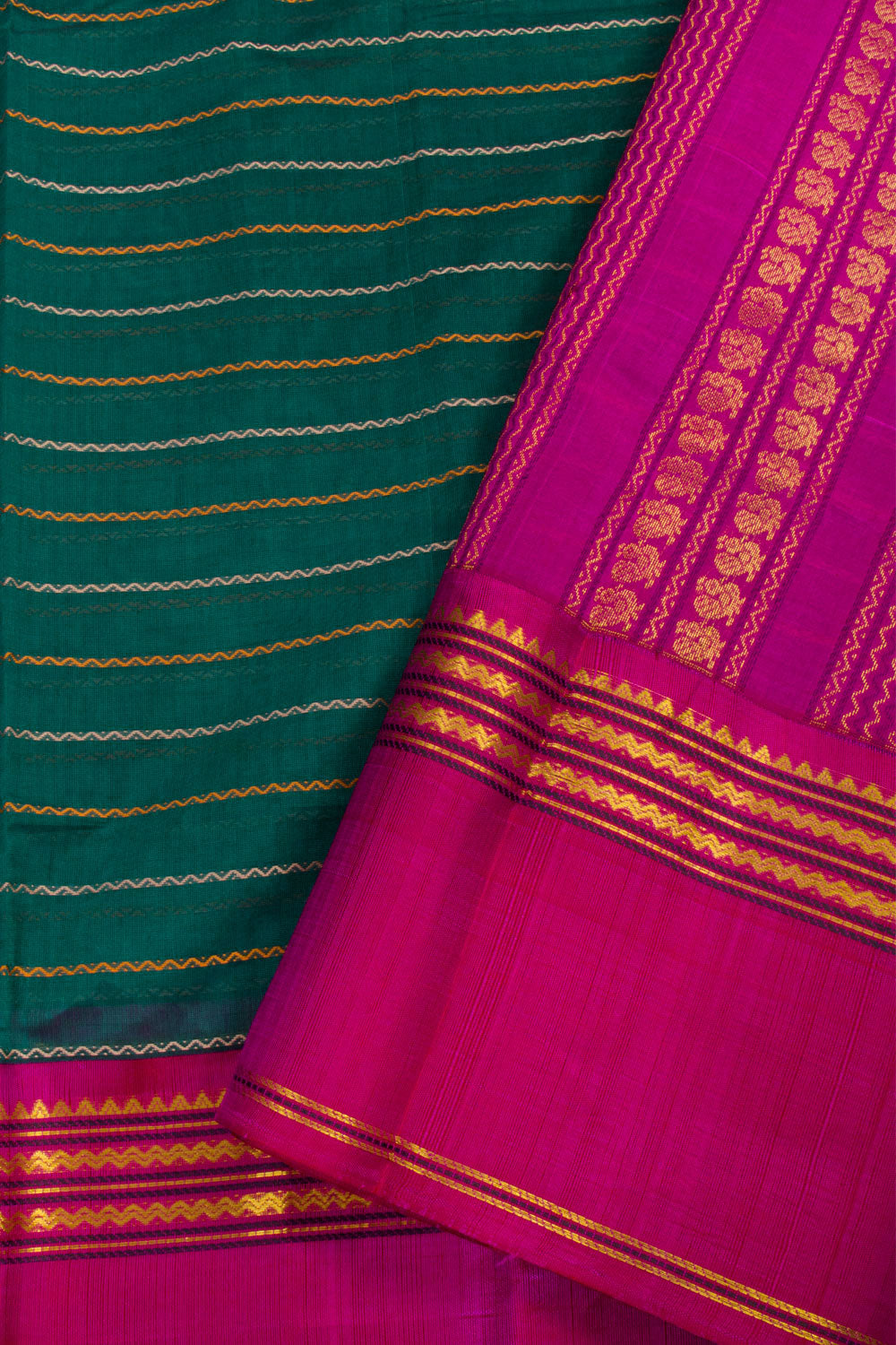 Green Handloom Kanchi Silk Cotton Saree  10061791