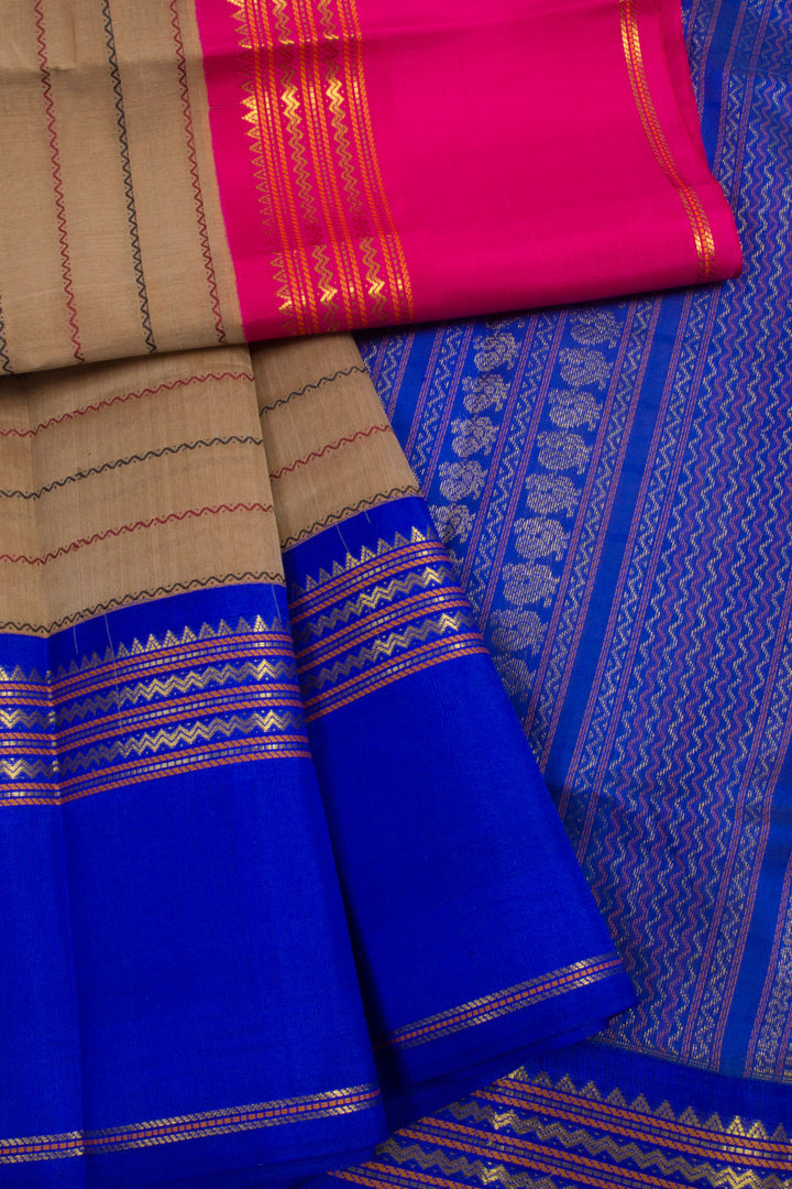 Brown Handloom Kanchi Silk Cotton Saree 10061795