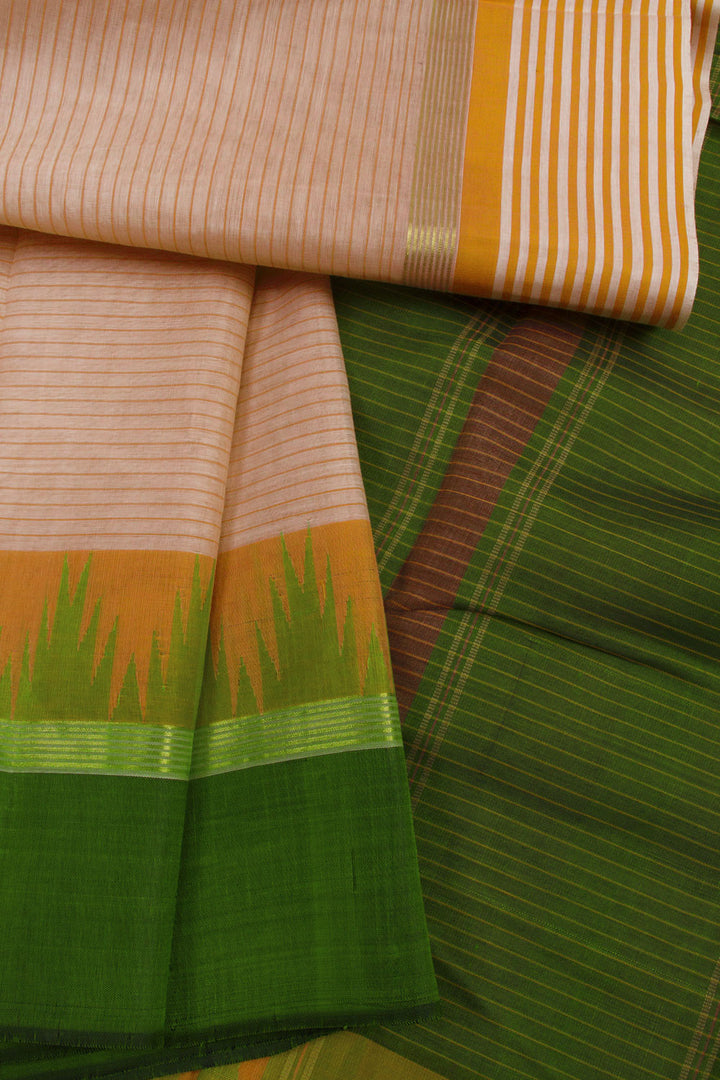 Cream Handloom Kanchi Silk Cotton Saree 10061801