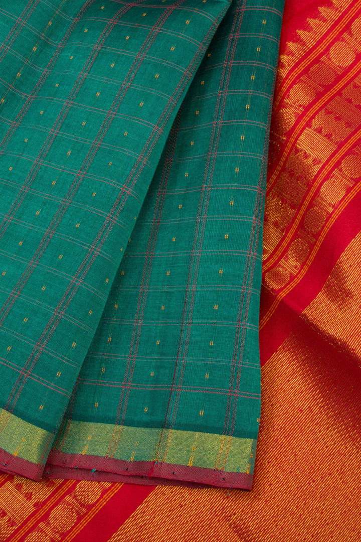 Green Handloom Kanchi Silk Cotton Saree  10061802