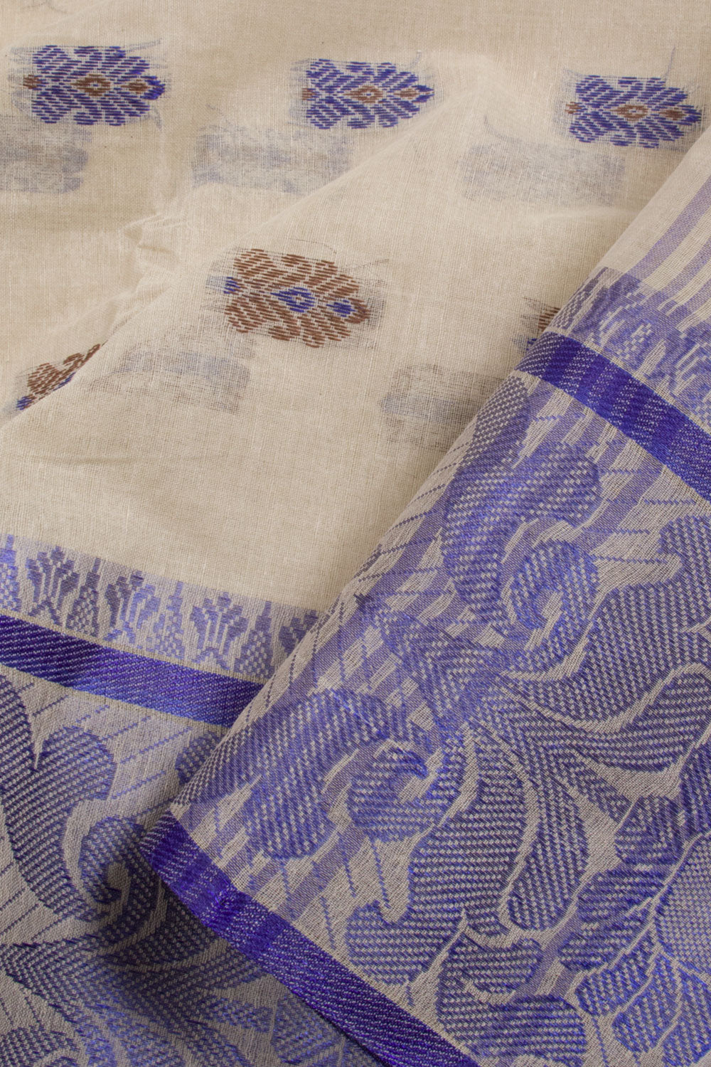 Grey Handloom Bengal Tant Cotton Saree 10059779