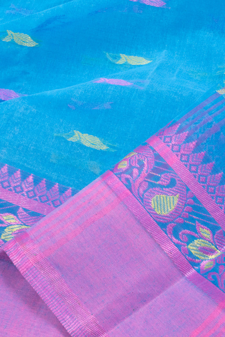 Azure Blue Bengal Cotton Saree 10059787