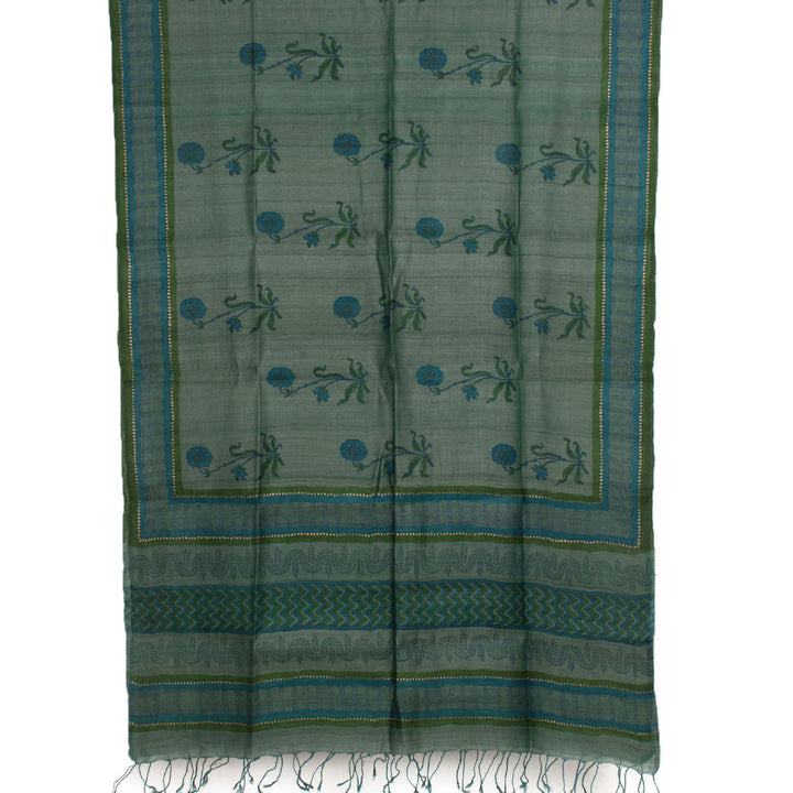 Hand Block Printed Geecha Silk Salwar Suit Material 10056198
