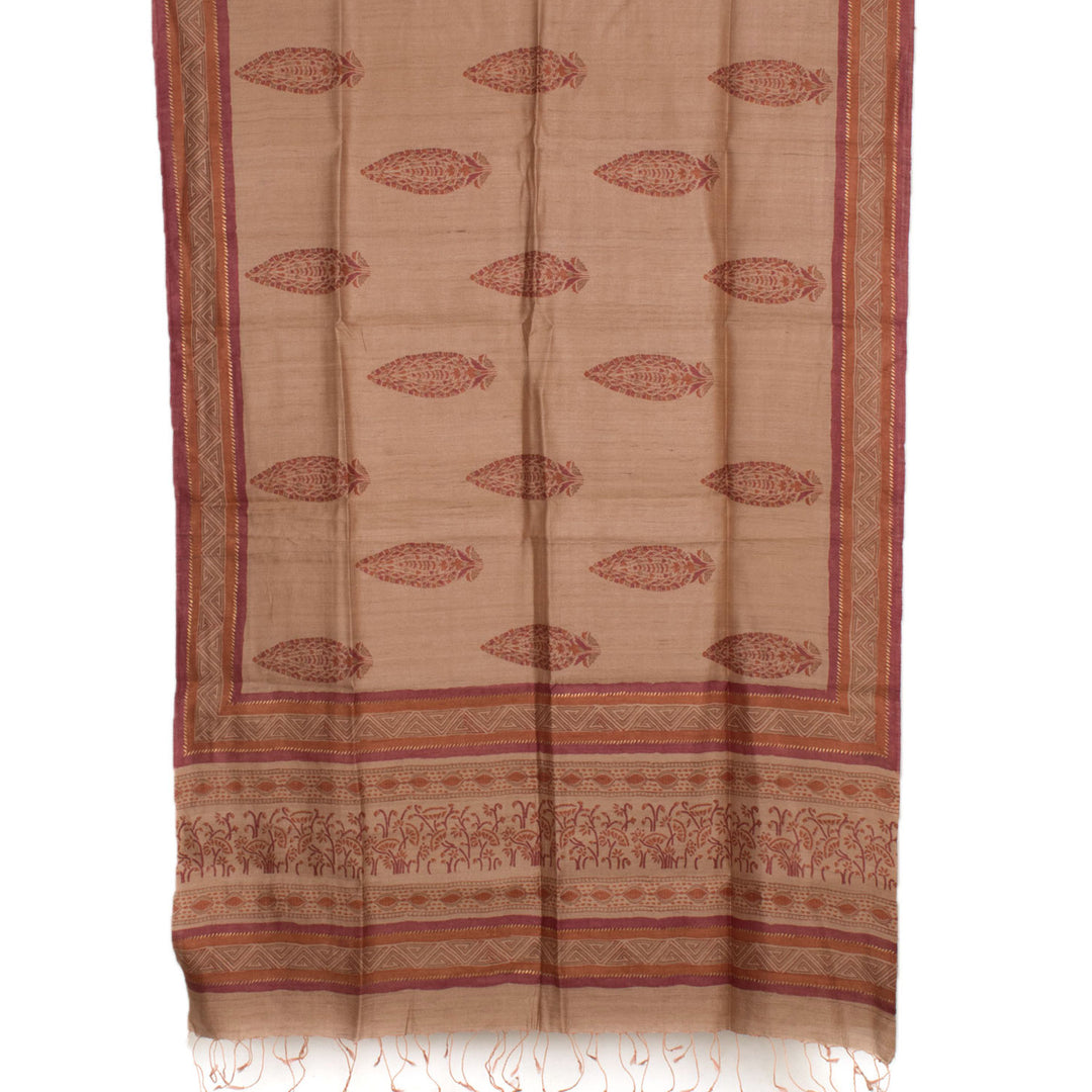 Hand Block Printed Geecha Silk Salwar Suit Material 10056199