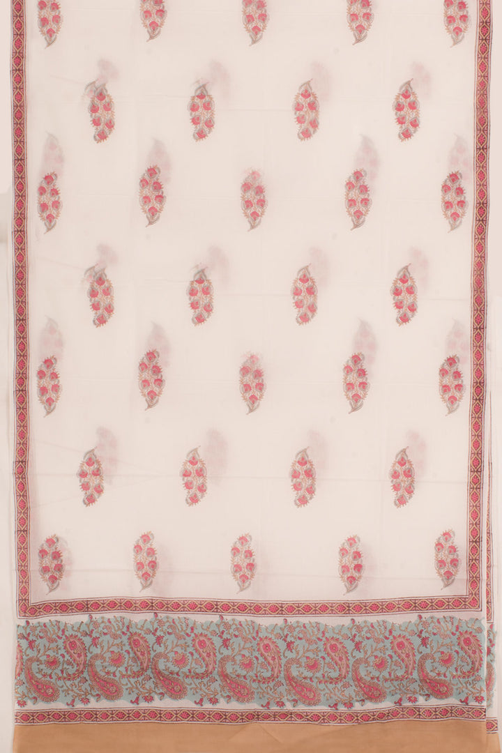 Hand Block Printed Mulmul Cotton 3-Piece Salwar Suit Material 10058780