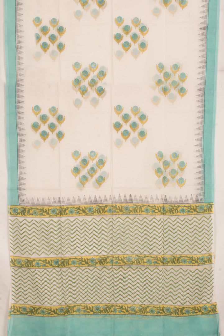 Hand Block Printed Silk Cotton 3-Piece Salwar Suit Material 10058785