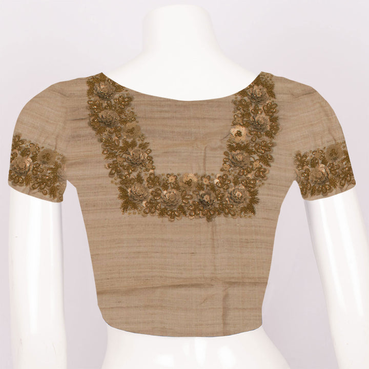 Zardosi Embroidered Tussar Silk Blouse Material 10054532