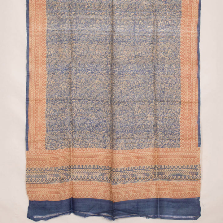 Hand Block Printed Tussar Silk Salwar Suit Material 10055458