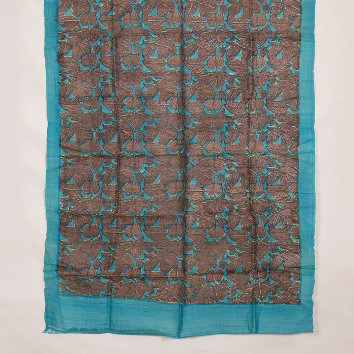 Hand Block Printed Tussar Silk Salwar Suit Material 10055460