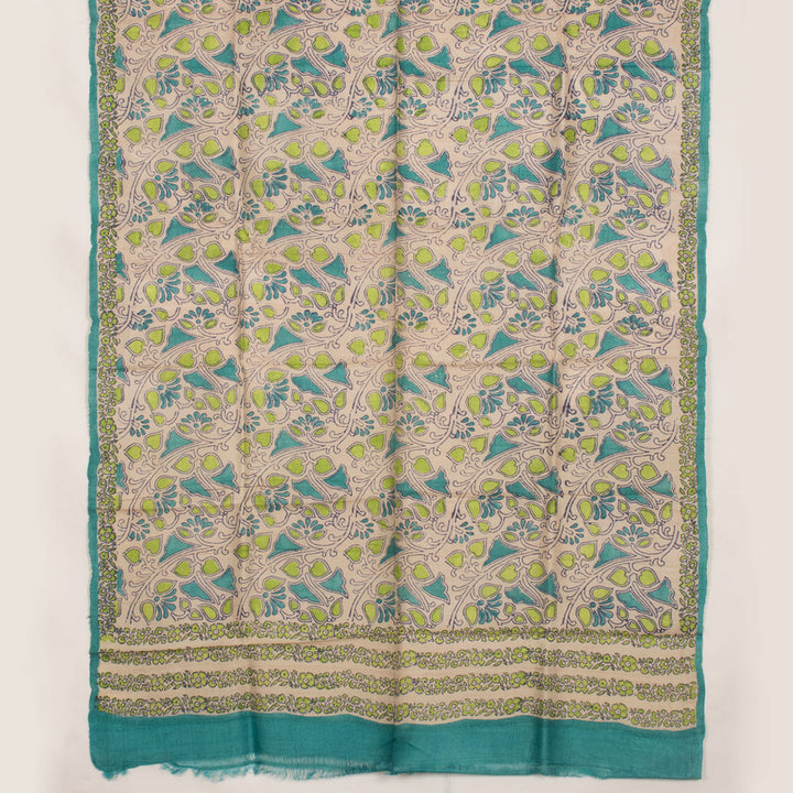 Hand Block Printed Tussar Silk Salwar Suit Material 10055464
