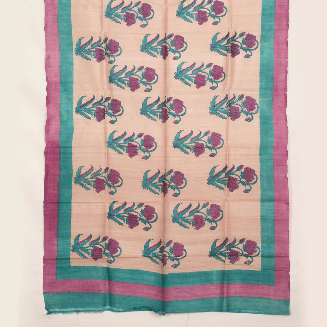 Hand Block Printed Tussar Silk Salwar Suit Material 10055465