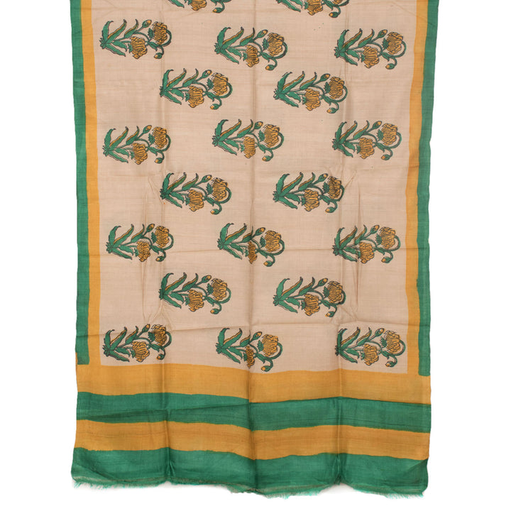 Hand Block Printed Tussar Silk Salwar Suit Material 10055941